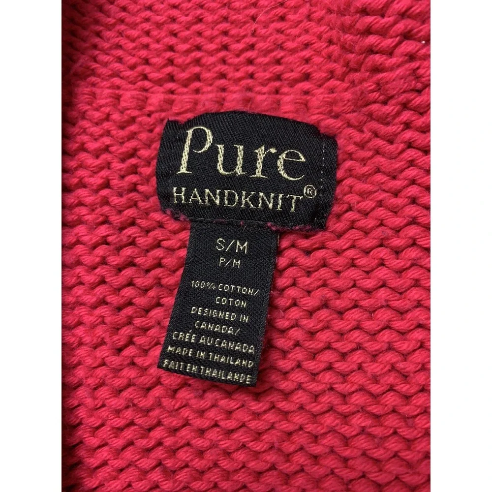 Pure‎ Handknit Womens Cardigan Small Pink Wrap Cozy Valentines Day Chunky Knit